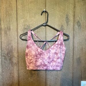 Purple Tie-Dye Strappy Sports Bra